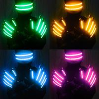 Gants lumineux LED DAMAI, gants lumineux pour rave, mitaines lumineuses clignotantes, tissu lumineux noir, fête, Halloween