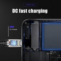 Cable DE DATOS trenzado de tela de gama alta A10L 3A 1M Luz LED Tipo C Carga rápida Micro USB para computadoras Samsung Auriculares Cobre puro