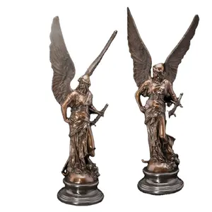 Hot sale bronze brass angel with big wings statue wholesale metal craft bronze winged angel statue