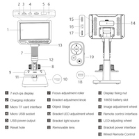 Buy Online Magnification Camera 2000X 7Inch LCD Screen Dual Len Video Optics Electron Digital Microscope for Mobile Phone Repair