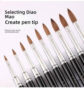 Professional Kolinsky Hair Acrylic Nail Brush Black Gold Metal Handle Rhinestone Manicure <b>Tool</b> - Product Image 5