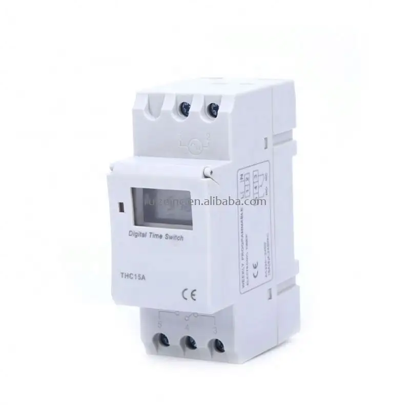 Temporizador de relé digital programável, controle de temporizador ac 220v 12v 24v din rail mount thc15a