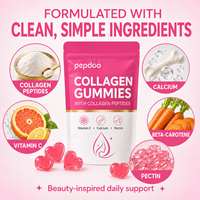 Op maat gemaakte fruit smaak gehydrolyseerde collageen kruiden gummies vitamine C hartvormig veganistisch volwassenen huid haar nagels ondersteuning voedingssupplement