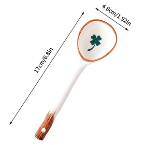 <span class=keywords><strong>Cuillère</strong></span> <span class=keywords><strong>à</strong></span> soupe <span class=keywords><strong>en</strong></span> céramique <span class=keywords><strong>en</strong></span> gros, mignonne, inspirée de la crème glacée coréenne, peinte <span class=keywords><strong>à</strong></span> la main, dessert au <span class=keywords><strong>café</strong></span>, long manche <span class=keywords><strong>en</strong></span> bois, accessoires de cuisine - Product Image 2
