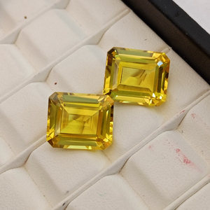 พลอยแซฟไฟร์สีเหลืองเพาะเลี้ยงในห้องปฏิบัติการ ทรงเหลี่ยมมรกต คุณภาพสูง ความใสสูง เจียระไนอย่างประณีต เหมาะสำหรับทำเครื่องประดับ งานฝีมือ - Product Image 5