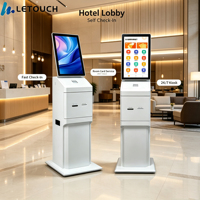 pemesanan mandiri PC layar sentuh berdiri lantai 15.6 21.5 32 inci, kios Printer POS Android Layanan Mandiri interaktif