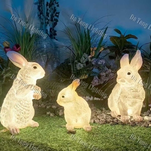 Life Size Fiberglass Rabbit Motif <b>Light</b> with LED Sculpture Design for Commercial Decorative Displays - Product Image 2