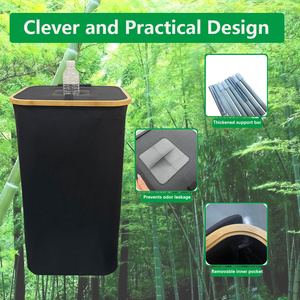 100L Bộ Sưu Tập Container Chai Tái Chế Hộp Có Thể Gập Lại Tre Tái Chế <span class=keywords><strong>Bin</strong></span> Với Có Thể Tháo Rời Nắp Thân Thiện Với Môi Nhà Lưu Trữ - Product Image 3