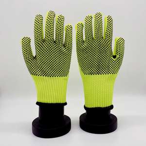 荧光绿色涤纶聚氯乙烯点状plaam 10 gague针织手套