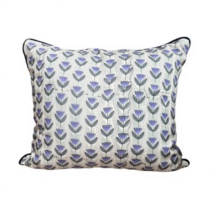 Luxury Block Print Customizable <b>Throw</b> Pillow Cover Any Size Cotton with Piping Drawstring Handmade Home Decor Pillows - Product Image 1