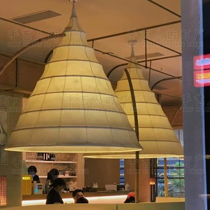 Modern Minimalist Fabric Pendant <b>Light</b> White Round Six-Head Chandelier For Living Room And <b>Dining</b> Room - Product Image 2