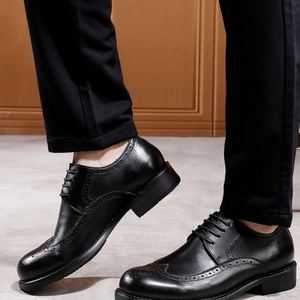 Nouvelles Chaussures Habillées Décontractées en Cuir pour Hommes – Élégantes, en Cuir Véritable, Style Rétro Sculpté, Cousu Goodyear, Chaussures de Mariage Britanniques - Product Image 6