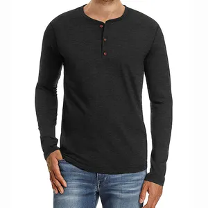 Wholesale Mens Casual Cotton Shirts V-Neck Warm Base Layer Pullover Sweatshirt Long Sleeve Tee Shirts