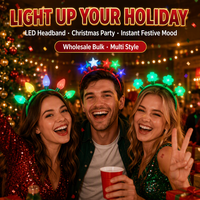 Lampu LED Natal Grosir, Headband Lampu Bunga Bintang Menyala, Perlengkapan Pesta Liburan, Pasokan Grosir