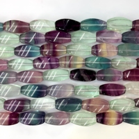 Perles de fluorite naturelle multicolores 8x16mm, ovales torsadées à facettes, en forme de riz, pierres précieuses en vrac pour la fabrication de bijoux DIY, bracelets et colliers