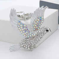 Porte-clés Pigeon Scintillant, Pendentif Mignon pour Sac à Main Femme, Porte-clés Animal en Strass de Cristal