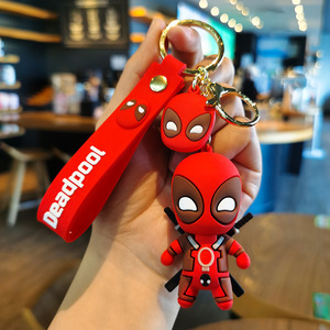 Porte-clés en silicone 3D Deadpool personnalisé de haute qualité, silhouette en caoutchouc souple PVC avec mousqueton en fer PU - Product Image 3