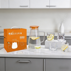 Juego de 5 piezas de jarra de agua de vidrio al por mayor directo de fábrica, jarra de agua de vidrio sodocálcico con 4 vasos, cristalería para beber al por mayor - Product Image 3