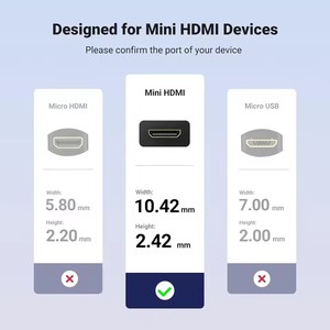 محول UGREEN الجديد من Mini HDMI إلى HDMI بدقة 4K وتردد 60 هرتز، كابل محول عالي السرعة من Mini HDMI 2.0 ذكر إلى أنثى لـ <span class=keywords><strong>Raspberry</strong></span> <span class=keywords><strong>Pi</strong></span> <span class=keywords><strong>4</strong></span> - Product Image 6