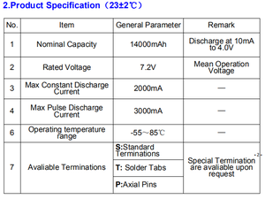 锂电池组7.2v 7.4v 32650 1S2P 2S1P，带电线和连接器，用于电动工具 - Product Image 6