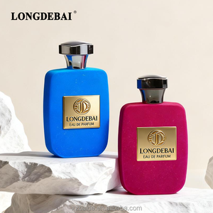 Botella de Perfume Cuadrada Plana de Lujo con Acabado Flocado, 30ml 50ml 100ml, Botella de Perfume de Vidrio Rojo, Botella de Perfume con Atomizador y Caja de Empaque - Product Image 2