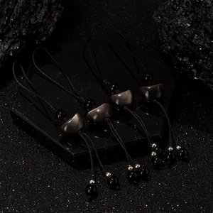 <span class=keywords><strong>Colgante</strong></span> de Piedra Natural Auténtica con Significado de Riqueza y Salud: <span class=keywords><strong>Lingote</strong></span> de Obsidiana Dorada - Product Image 6