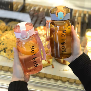 400ml Kids Plastic Water <b>Bottle</b> Cute Bear Plastic Water <b>Bottle</b> with <b>Straw</b> Bounce Cover Drinking Water Plastic <b>Bottle</b> - Product Image 5