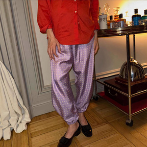 Pantalon Harem Femme Style Européen et Américain à Pois, Taille Mi-Haute, Respirant, Décontracté, Coupe Courte pour l'Été - Product Image 1