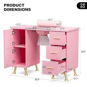Sıcak satış pembe fantezi Modern ahşap tırnak masası Spa güzellik salonu tırnak masası profesyonel çekmeceler ile manikür masası sandalye seti - Product Image 3