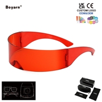 Lunettes de soleil unisexes Boyarn Shield noires, futuristes, coupe-vent, visière, pour hommes et femmes, protection UV400, lunettes de soleil tendance