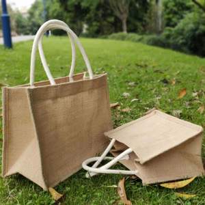 Flax Material Tote <b>Bag</b> Diy Waterproof Lunch Box Hand-Painted Green Shopping Sacks Custom Logo and Packaging Made in Vietnam - Product Image 5