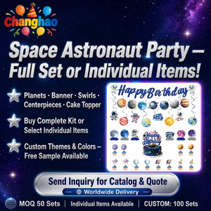 Kit Complet de Décoration Thème Astronaute Spatial : Bannière de Fête, Guirlande Spirale Étoile et Planète, et Nid d'Abeille Astronaute Terrestre pour Anniversaire - Product Image 6
