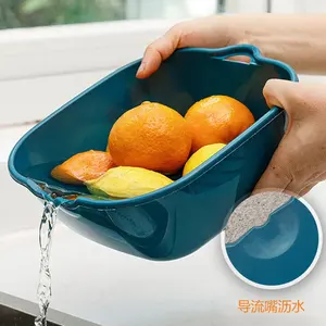 Panier de lavage pour fruits et légumes avec couvercles, en PP réutilisable, pour évier de cuisine domestique, outil de drainage et de stockage alimentaire - Product Image 3