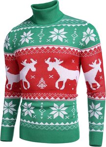 เสื้อสเวตเตอร์คอเต่าทรงเข้ารูปแบบสลิมฟิต ผลิตตามสั่ง (OEM/ODM)  ถักลายบิดเกลียว พิมพ์ลาย/สีพื้น สำหรับฤดูหนาว ผู้ชาย คริสต์มาส - Product Image 2