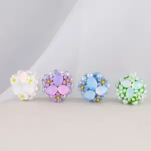 Rhinestone Beads Cat Eye Round Pearl Flower Beads for DIY Pen Jewelry Mobile Phone Chain Accessories