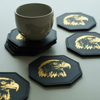 Dessous de verre blancs personnalisés avec logo Sous-verres personnalisés en cuir de luxe aigle à tête blanche pour boissons