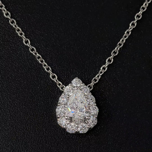 Collana di Lusso da Donna con Diamante Coltivato in Laboratorio da 1ct 2ct, Taglio a Pera, Certificata IGI, in <span class=keywords><strong>Oro</strong></span> 18K e Platino PT950, Gioielli da Matrimonio - Product Image 1