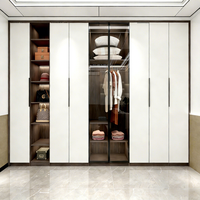 Armoire de rangement grande capacité pour chambre à coucher, à montage facile, finition haute brillance avec éclairage LED et poignée intégrée