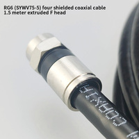 Cable Coaxial RG6 de Alta Calidad de 75 Ohmios, Color Negro con Conector Macho F para Comunicación de Señal de TV