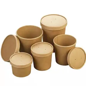 Tigelas de papel eco amigáveis personalizadas, copos para recipientes de sopa, tigela descartável