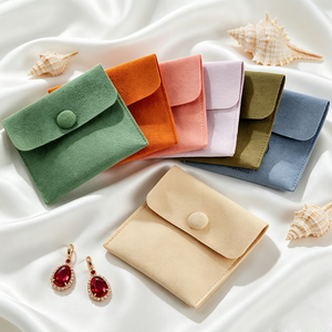 Custom Logo Velvet Faux Suede <b>Envelope</b> Pouch with Buckle Closure Foldable Microfiber Necklace Pouch Bag Jewelry <b>Gift</b> Box Storage - Product Image 3