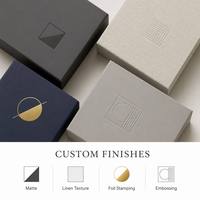 Kotak Hadiah Hamper Kardus Kertas Oranye High-End Custom dengan Tutup dan Alas, Tebal 2mm, Embos dengan Pita