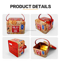 Boîte Cadeau Carrée en Métal JYB Prête pour les Fêtes avec Poignée, Conteneur Portable en Métal Double Couche pour Noix, Bonbons et Pâtisseries