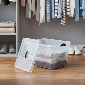 Contenitori Impilabili in Plastica Trasparente da 110 L, Scatole per Conservazione di Snack, Libri, Giocattoli, Oggetti Vari, Articoli per la Casa - Product Image 1