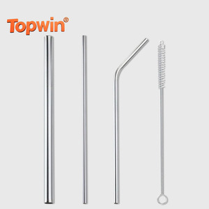 <b>Drinking</b> <b>Straws</b> Set Eco-friendly Reusable Metal Logo 304 Stainless Steel <b>Straw</b> With Bag Customized Free Sample Bar Accessories - Product Image 1