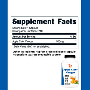 Capsules de vinaigre de cidre de pomme à prix de gros pour un soutien digestif sain, capsules amincissantes à base de plantes pour la perte de poids - Product Image 6