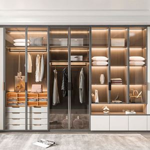 Armoire sur mesure en aluminium pour dressing, design de meubles de chambre à coucher avec îlot, dressing moderne, armoire, placard - Product Image 3