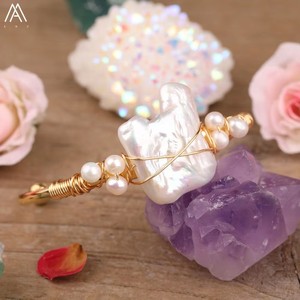 Braccialetto aperto fatto a mano per le donne alla moda perle bianche perline su filo di rame per adolescenti regalo gioielli Dropship - Product Image 5