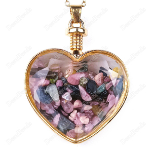 Migliore bottiglia che desiderano pietra naturale chip di bottiglia del pendente per la collana, trasparente sfaccettato cuore di cristallo della collana della bottiglia - Product Image 4