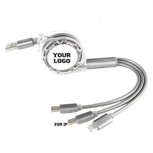 Logo Universal Retractable <b>3</b> in 1 Multi Multiple 3In1 <b>Usb</b> Charging Charger <b>Cable</b> Custom Promotional Gifts - Product Image 1